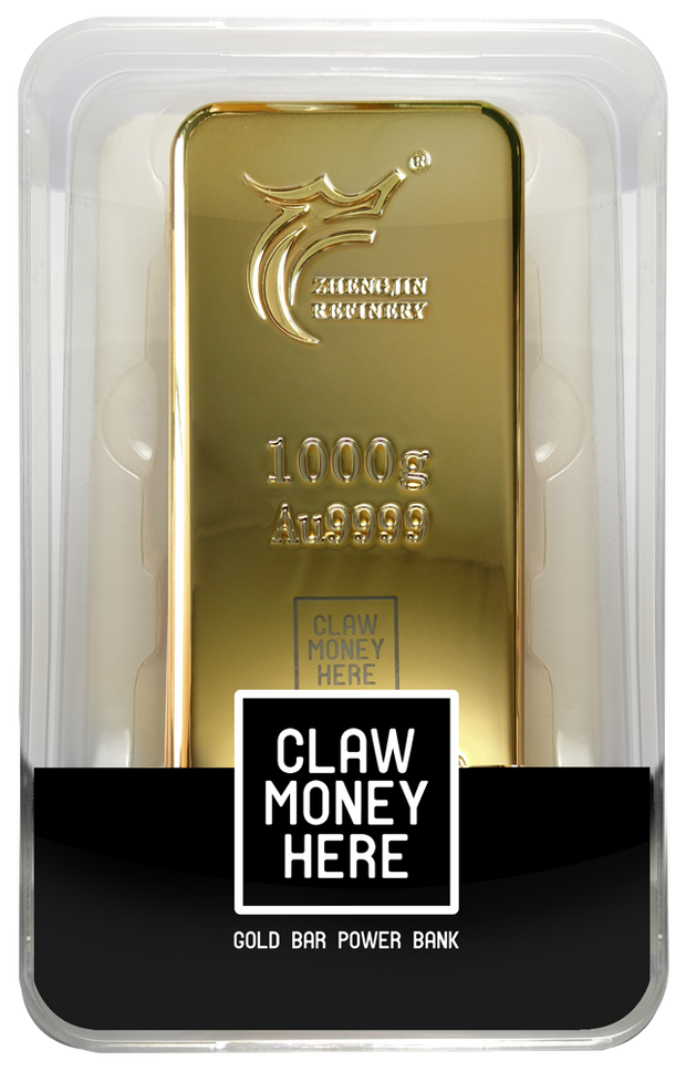 ClawMoneyHere Gold Bar Power Bank - Place Money Here