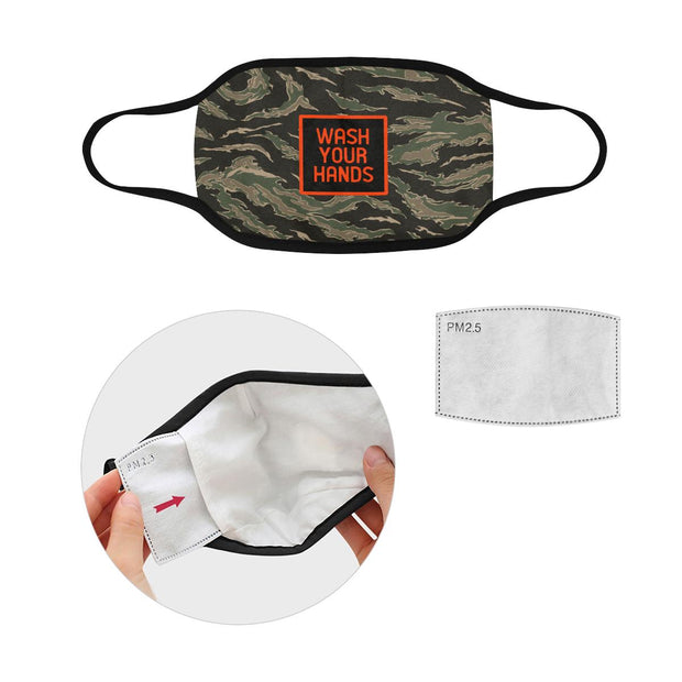 PMH Wash Your Hands Face Mask Tiger Camo (2 Carbon Filters Included) - Place Money Here