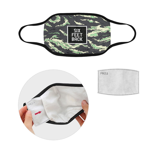 PMH Six Feet Back Face Mask Tiger Camo (2 Carbon Filters Included) - Place Money Here
