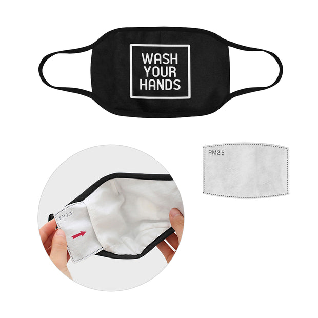 PMH Wash Your Hands Face Mask Black (2 Carbon Filters Included) - Place Money Here