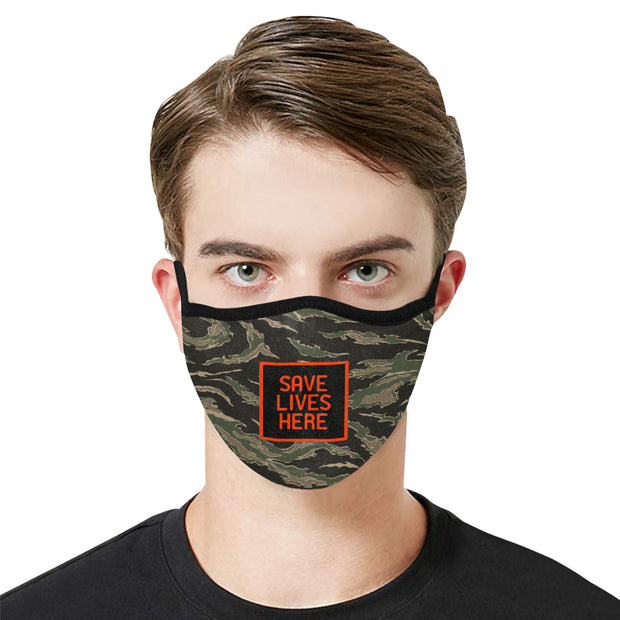 PMH Save Lives Here Face Mask Tiger Camo Print (2 Carbon Filters Included) - Place Money Here