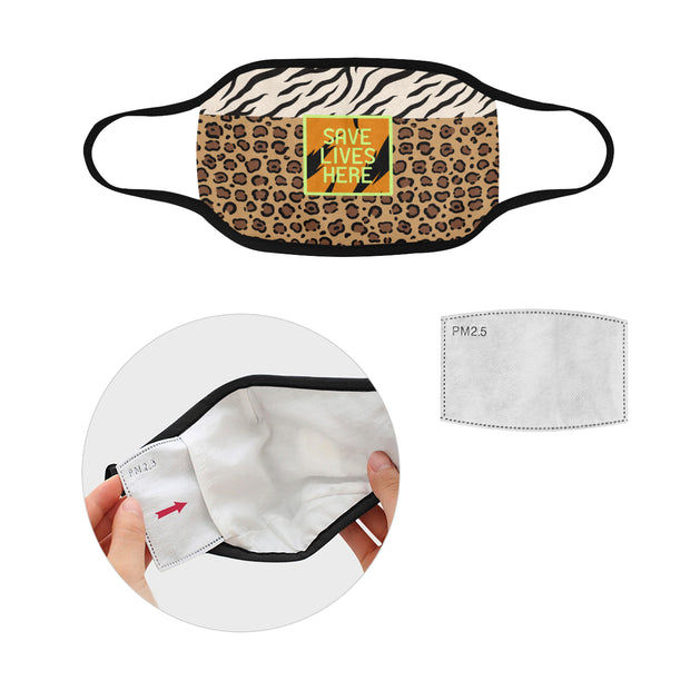 PMH Save Lives Here Face Mask Animal Print (2 Carbon Filters Included) - Place Money Here